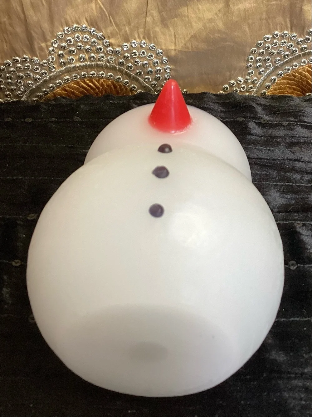 IKEA Blue and White Snowman Unscented Candle with Red Beak 4 3/4